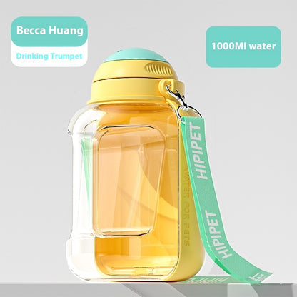 2 In 1 Dog Large Capacity Pets Out Drinking Pot Cat Water Dispenser Portable Water Cup Water And Food Integrated Bowl Pet Products - My Store Yellow 1000ml Pet suplies