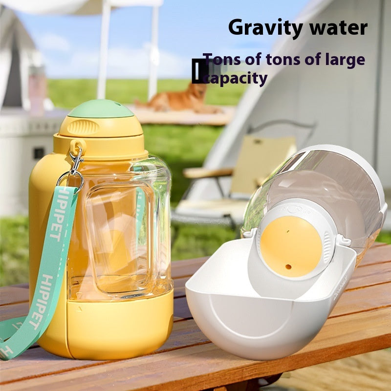 2 In 1 Dog Large Capacity Pets Out Drinking Pot Cat Water Dispenser Portable Water Cup Water And Food Integrated Bowl Pet Products - My Store Grey 1000ml Pet suplies