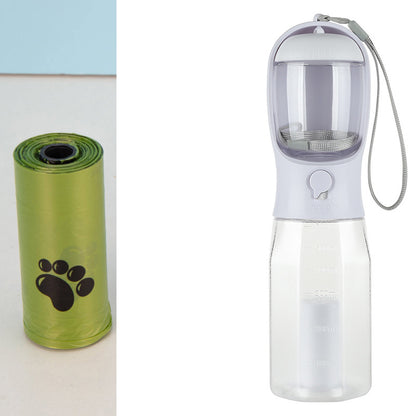 Portable Cat Dog Water Bottle Food Feeder Drinker Poop Dispenser 3 In 1 Leak-proof Multifunctional Dog Water Bottle Pet Products - My Store White Pet suplies