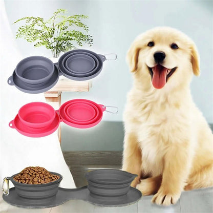 Pet double collapsible bowl - My Store Grey Pet suplies