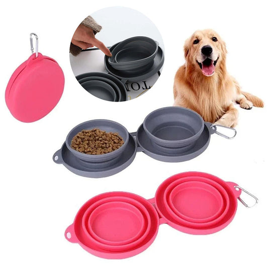 Pet double collapsible bowl - My Store Grey Pet suplies