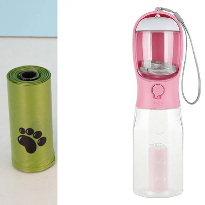 Portable Cat Dog Water Bottle Food Feeder Drinker Poop Dispenser 3 In 1 Leak-proof Multifunctional Dog Water Bottle Pet Products - My Store Pink Pet suplies