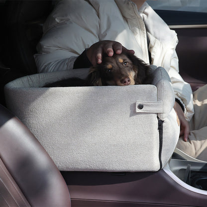 Pet Car Armrest Nest - My Store Beige / L-46cm W-26cm H-23cm / Cotton Wool Pet suplies