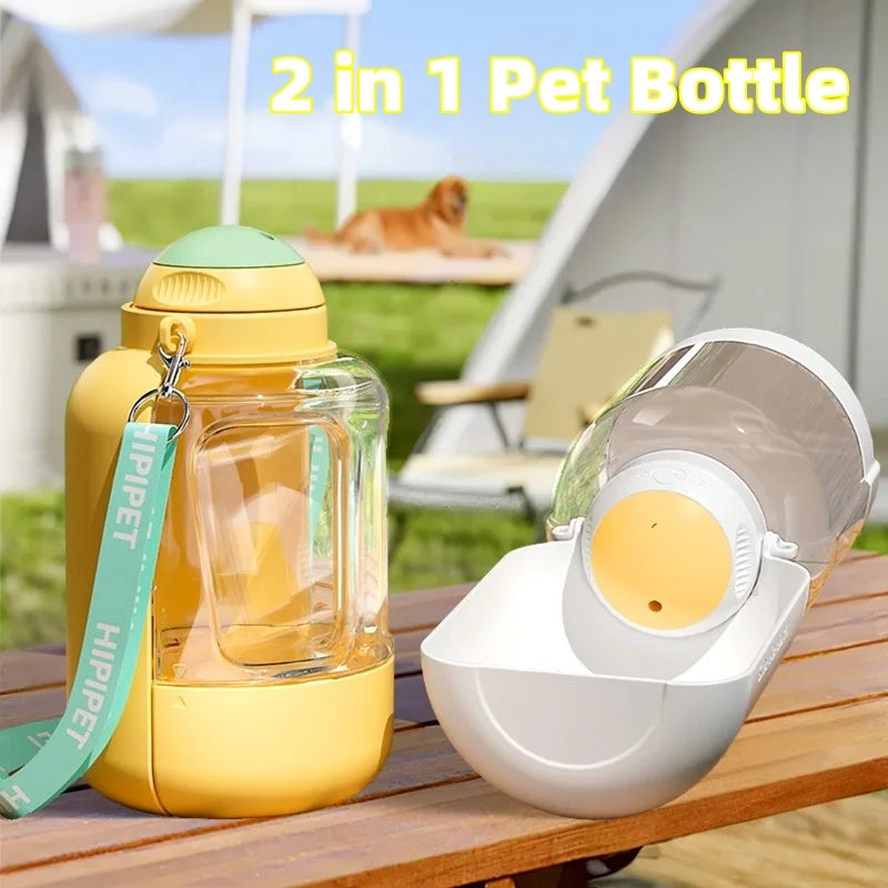 2 In 1 Dog Large Capacity Pets Out Drinking Pot Cat Water Dispenser Portable Water Cup Water And Food Integrated Bowl Pet Products - My Store Grey 1000ml Pet suplies