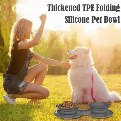 Pet double collapsible bowl - My Store Grey Pet suplies