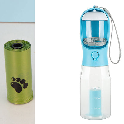 Portable Cat Dog Water Bottle Food Feeder Drinker Poop Dispenser 3 In 1 Leak-proof Multifunctional Dog Water Bottle Pet Products - My Store Turquoise Pet suplies