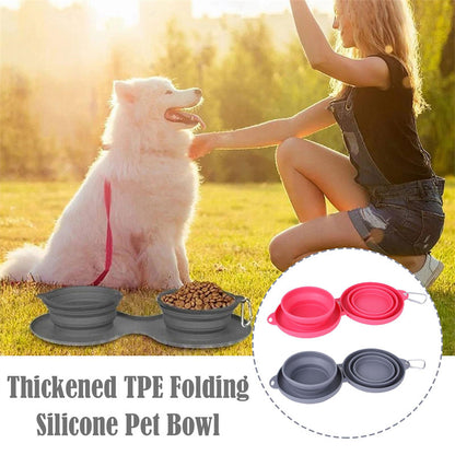 Pet double collapsible bowl - My Store Grey Pet suplies